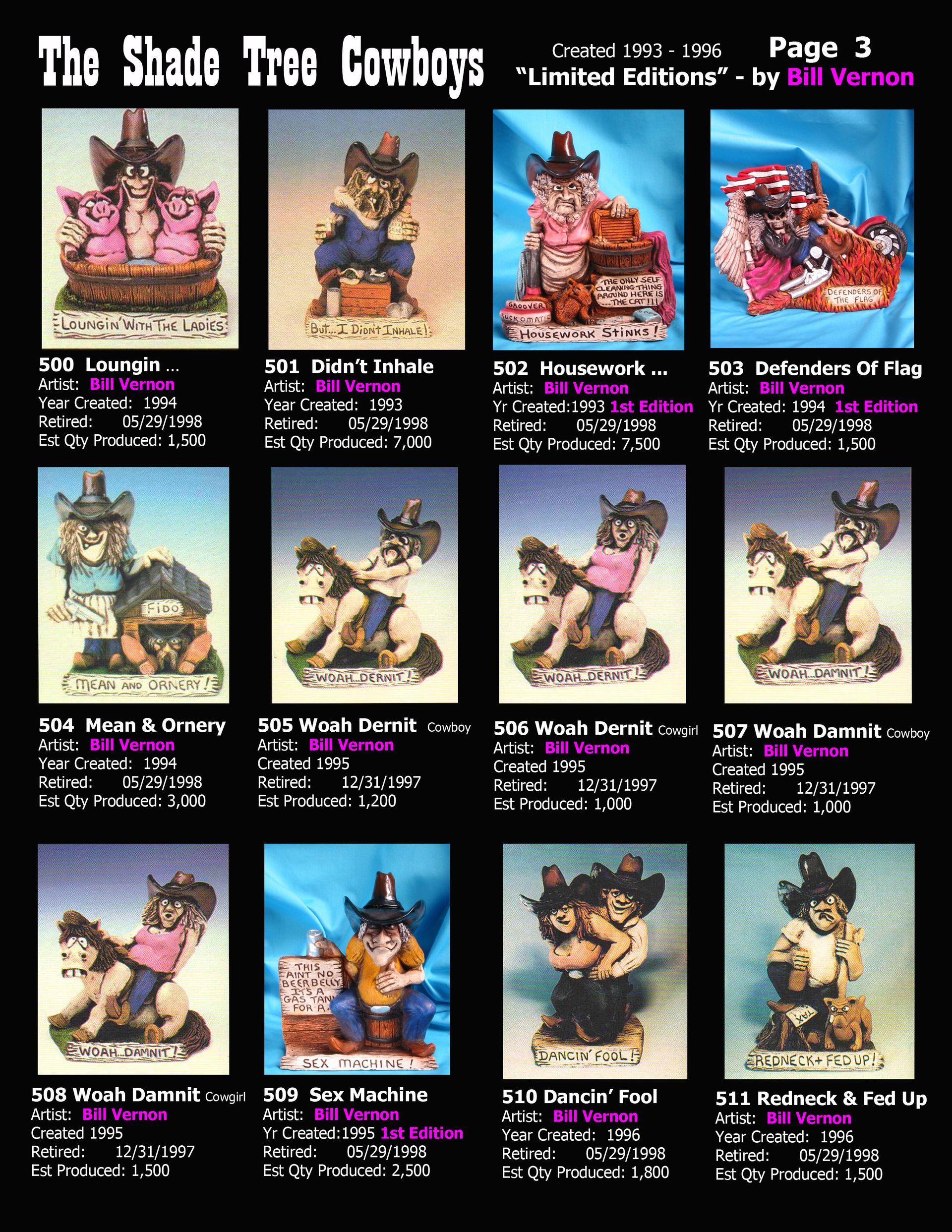 shade tree cowboys by bill vernon limited editions created 1993-1996