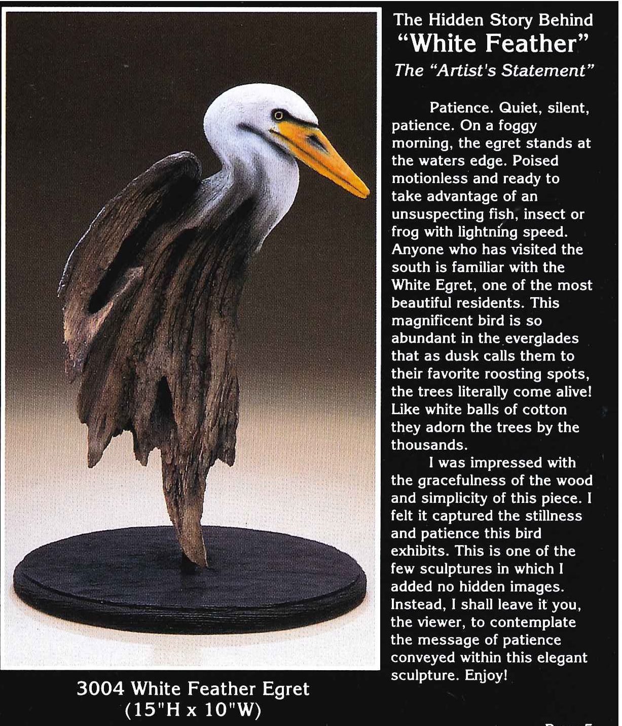 the story behind the white feather egret sculpture