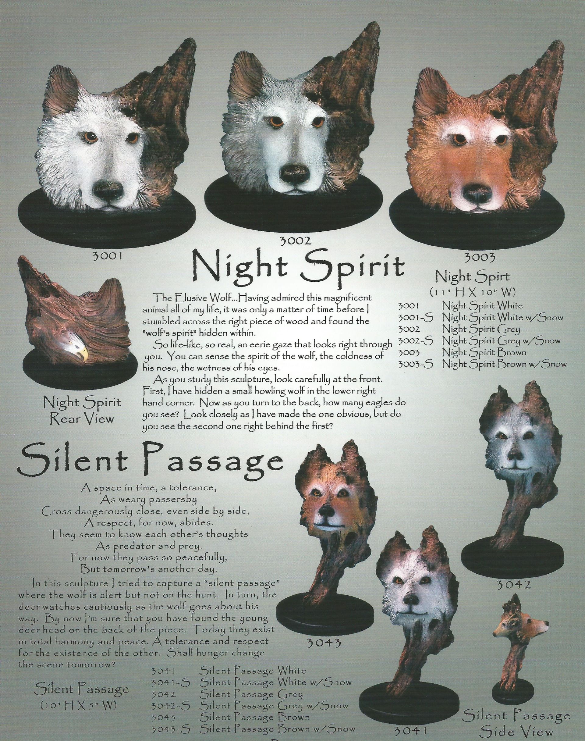 night spirit and silent passage sculptures