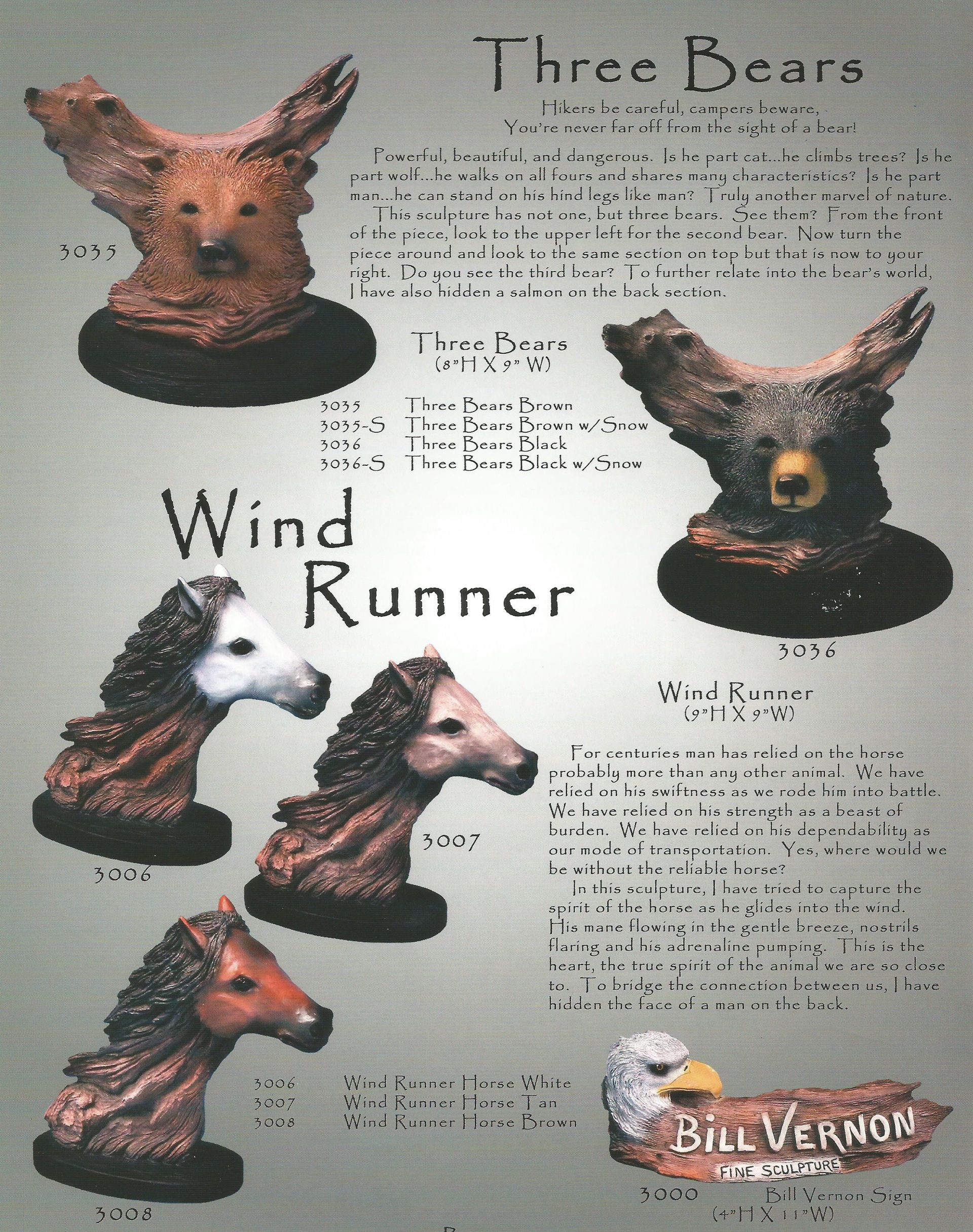 three bears and wind runner sculptures