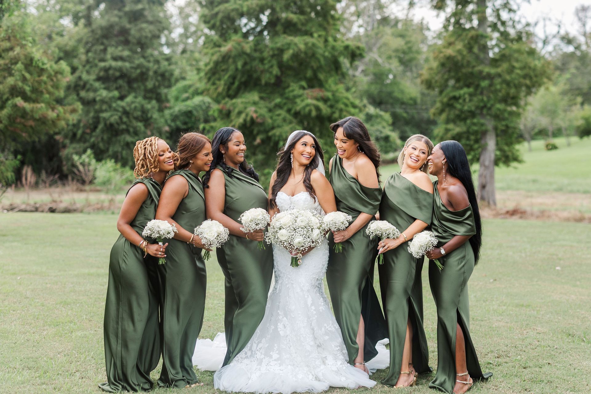 white wedding party flowers
