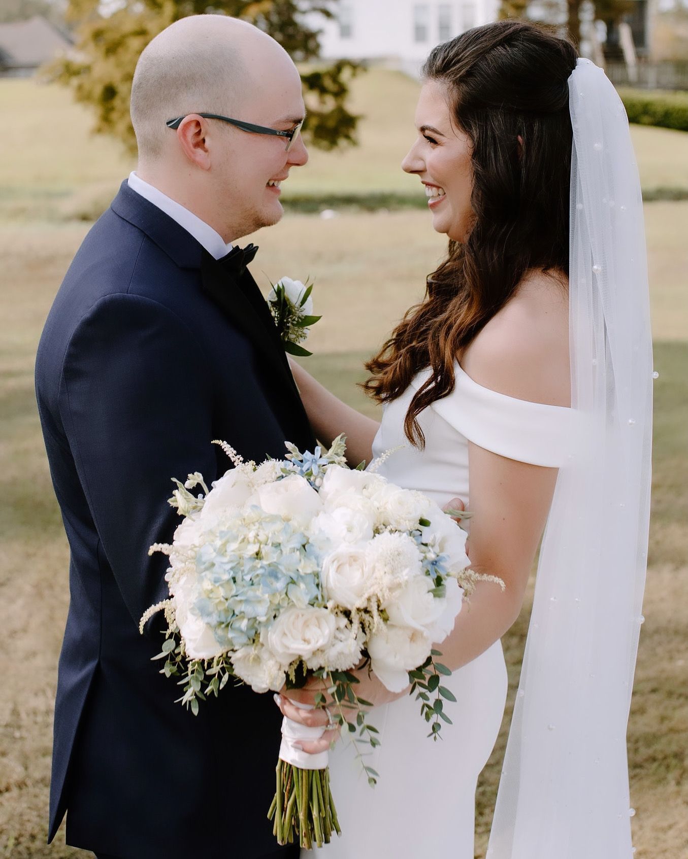 light blue and white wedding