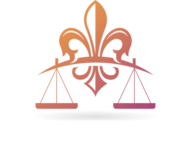 The logo of the Law Offices of Crystal Etue, a scale of justice with a fleur de lis.