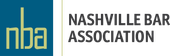 The logo for the nashville bar association is blue and white.