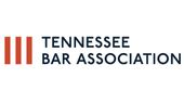 The logo for the tennessee bar association is blue and red.