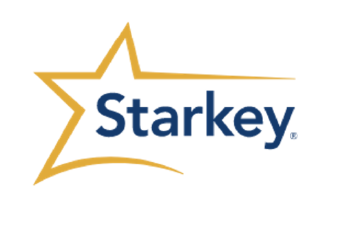 A logo for starkey with a star in the middle