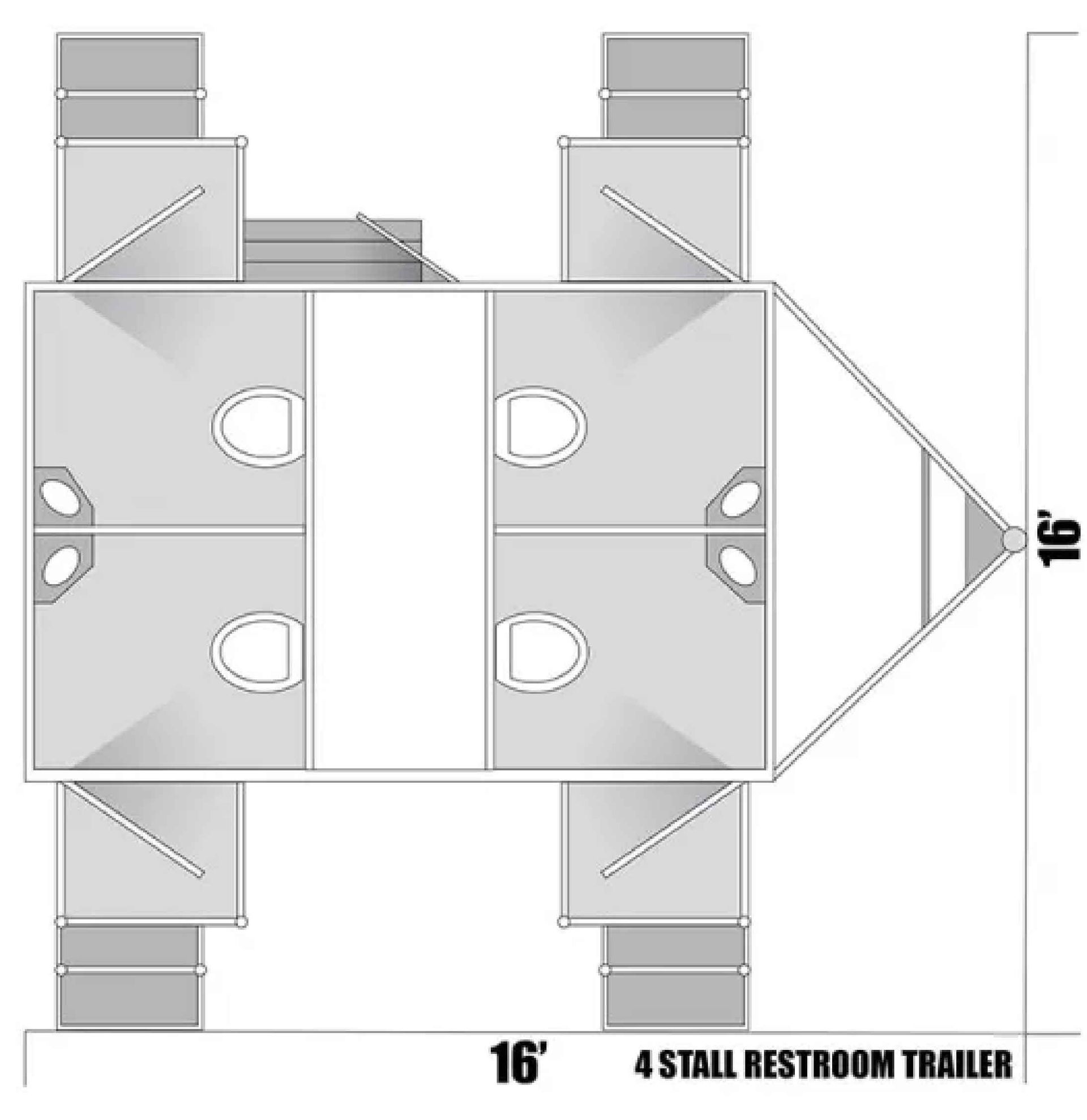 Layout VIP Restroom Trailer 4 Stall