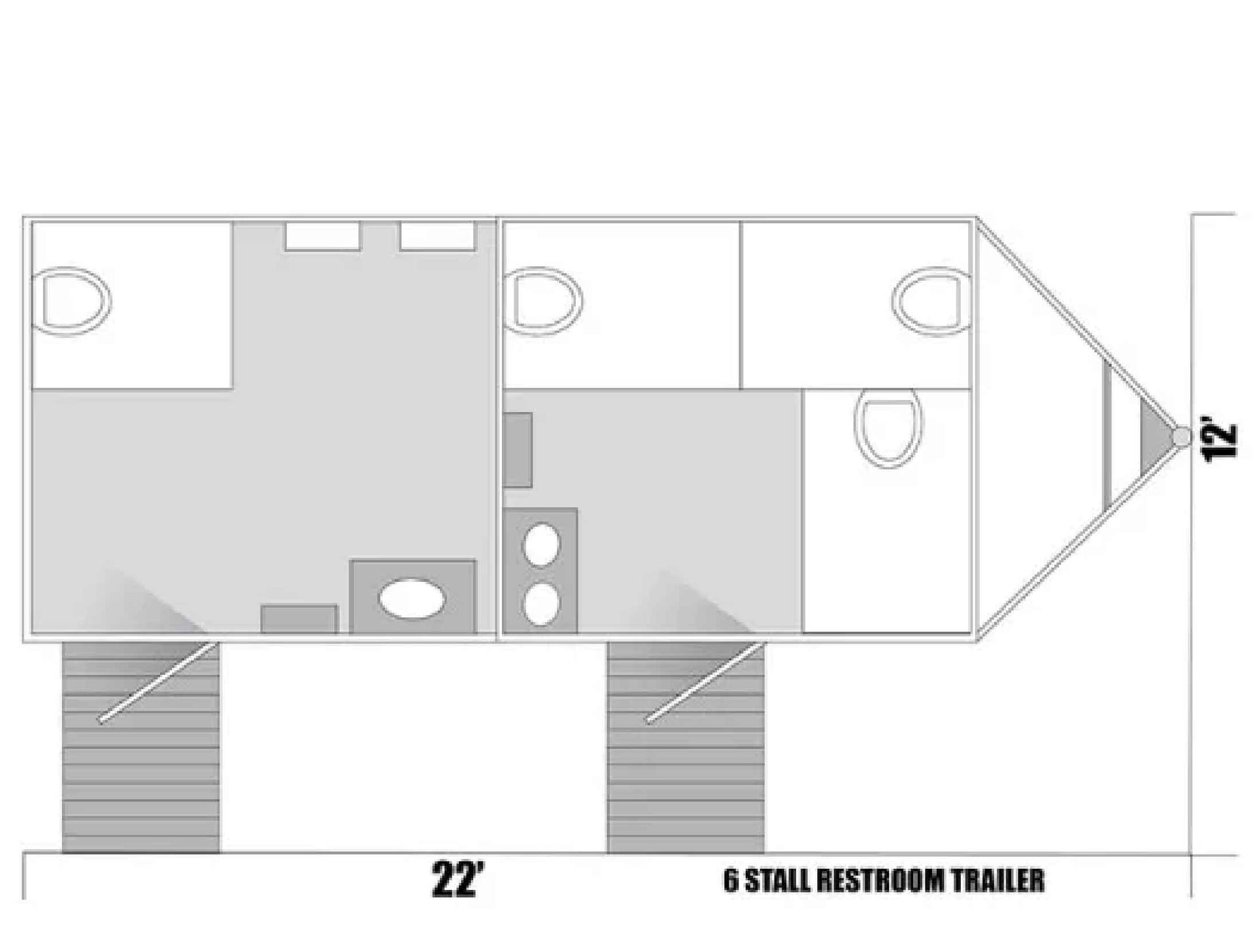Layout VIP Restroom Trailer 6 Stall