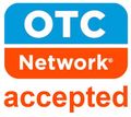 A blue and orange logo that says otc network accepted