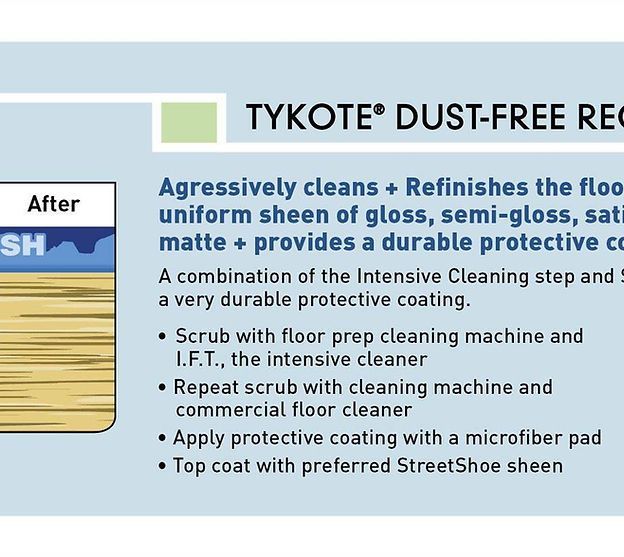 A flyer for tykote dust free floor cleaner
