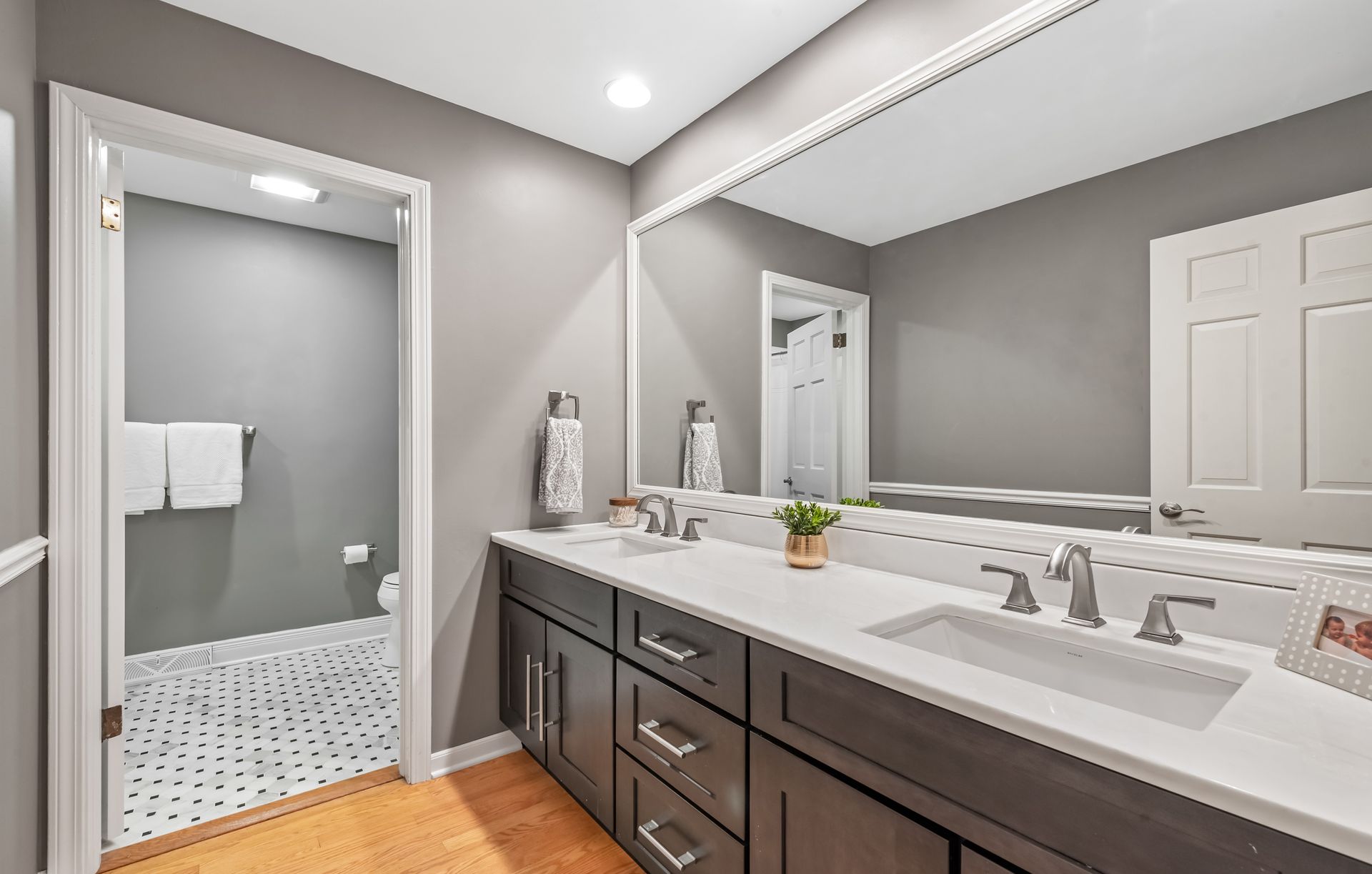 Bathroom with gray walls