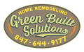 Logo for Green Built Solutions. Oval, brown with green text, advertises home remodeling. Includes phone number 847-644-9177.
