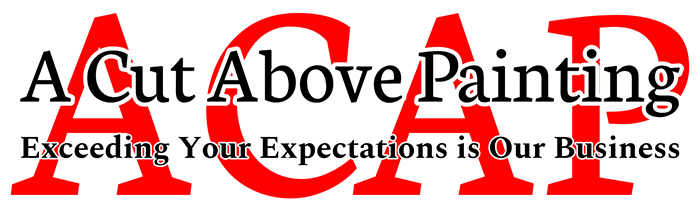 Logo for "A Cut Above Painting" with red "ACAP" over text and tagline.