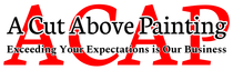 Logo for "A Cut Above Painting" with red "ACAP" over text and tagline.