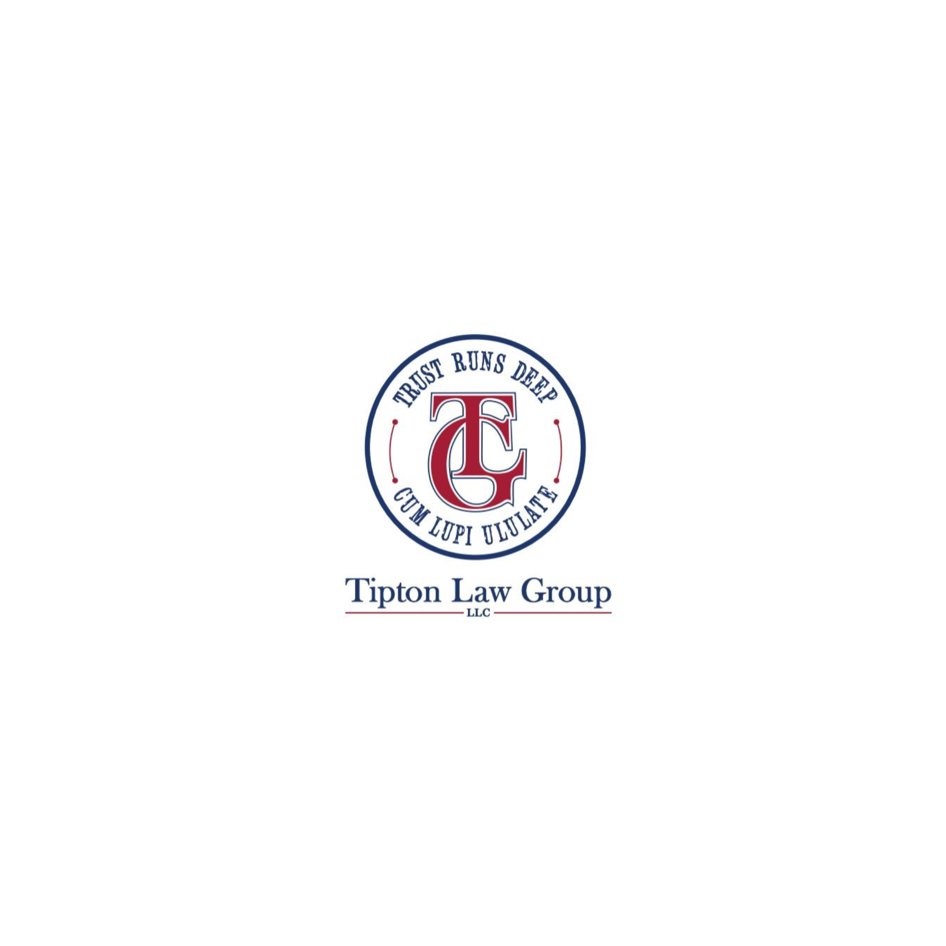 A logo for tipton law group with a red letter t in a blue circle.