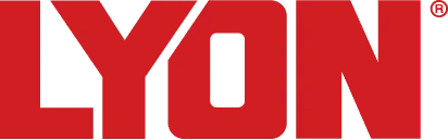 The lyon logo is red and white on a white background.
