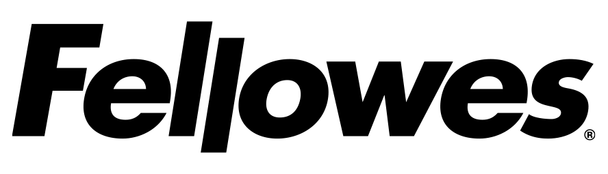 A black and white logo for fellowes on a white background.