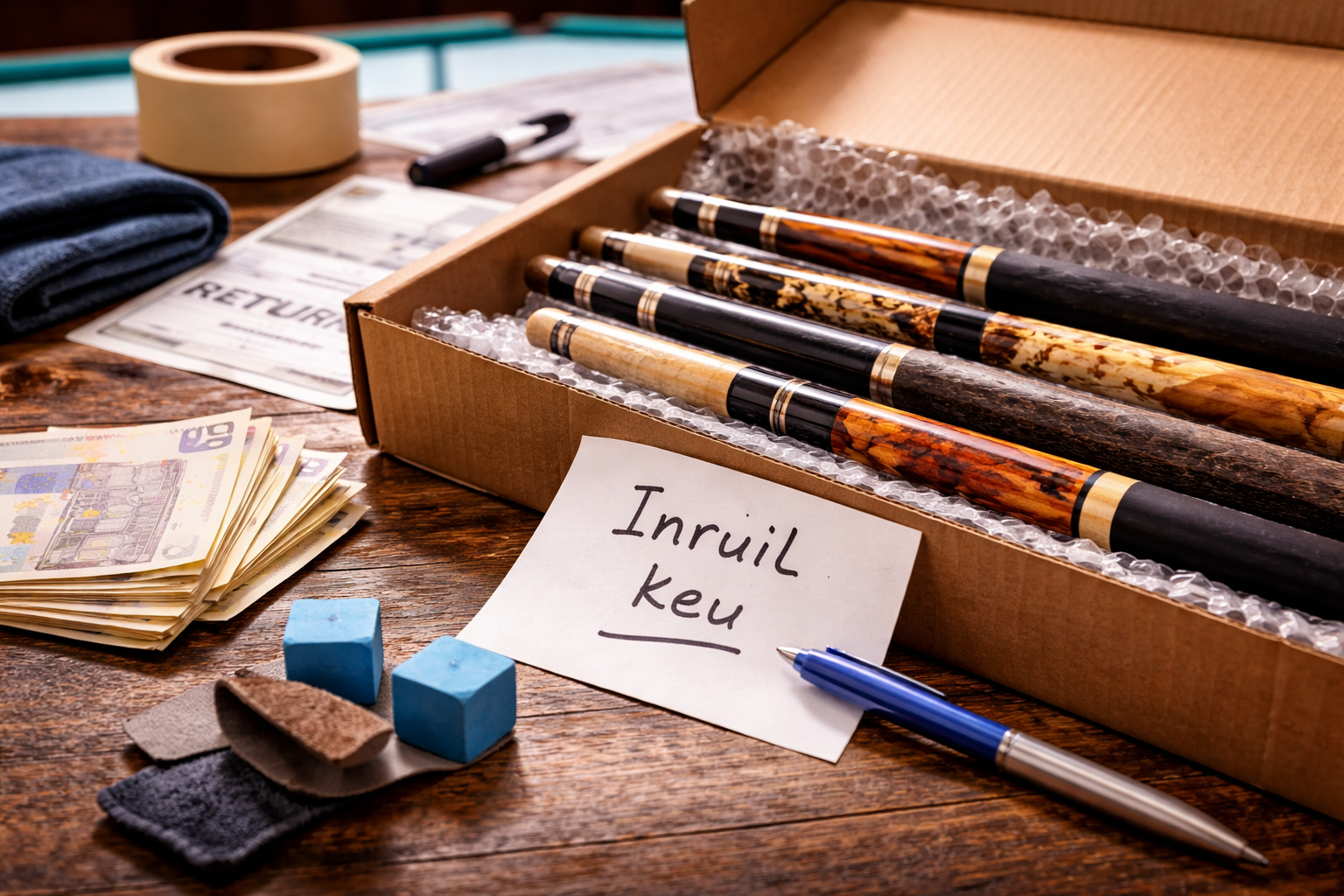 Een man en een vrouw spelen samen pool en lachen.