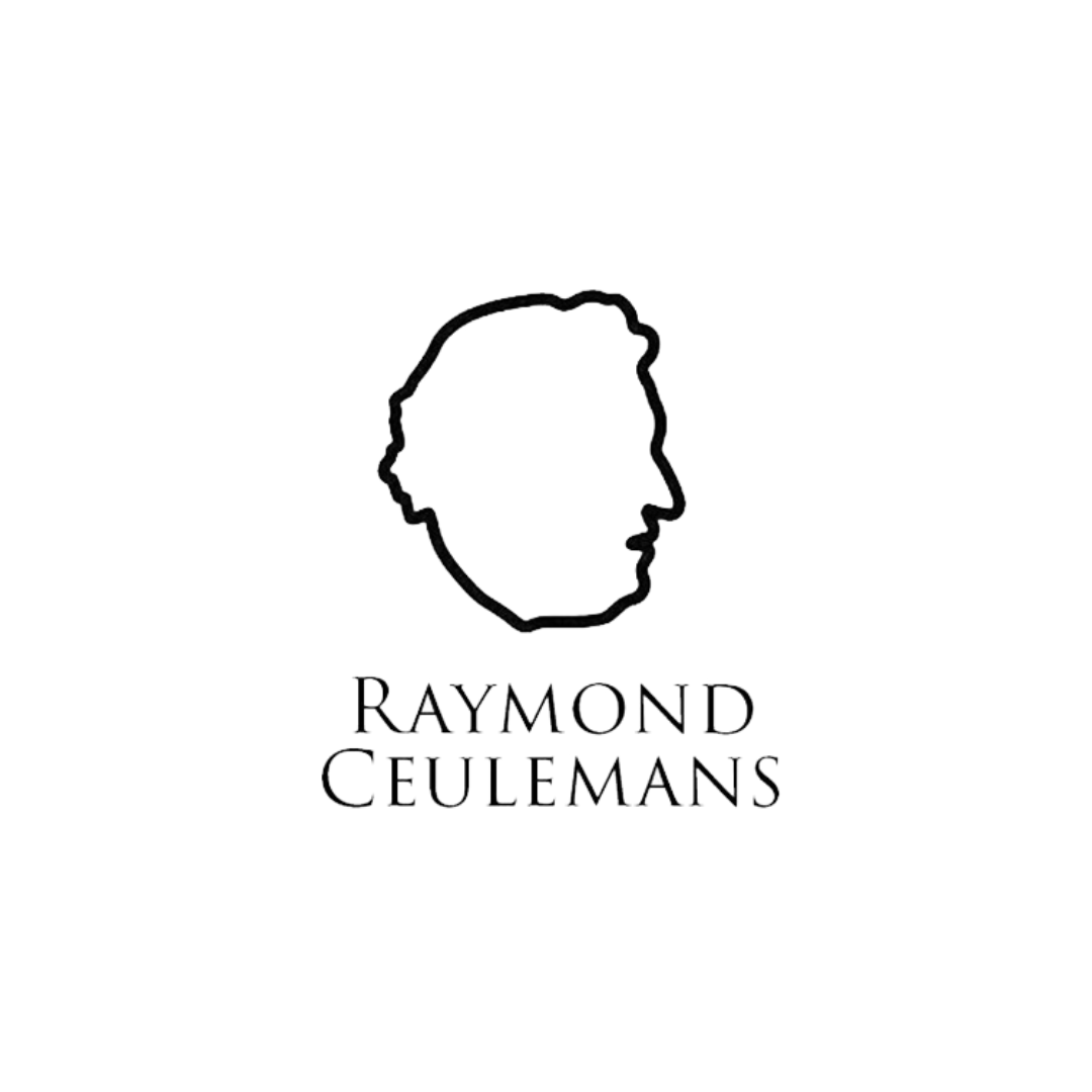 Een zwart-wit logo voor Raymond Ceulemans met een silhouet van een mannenhoofd.