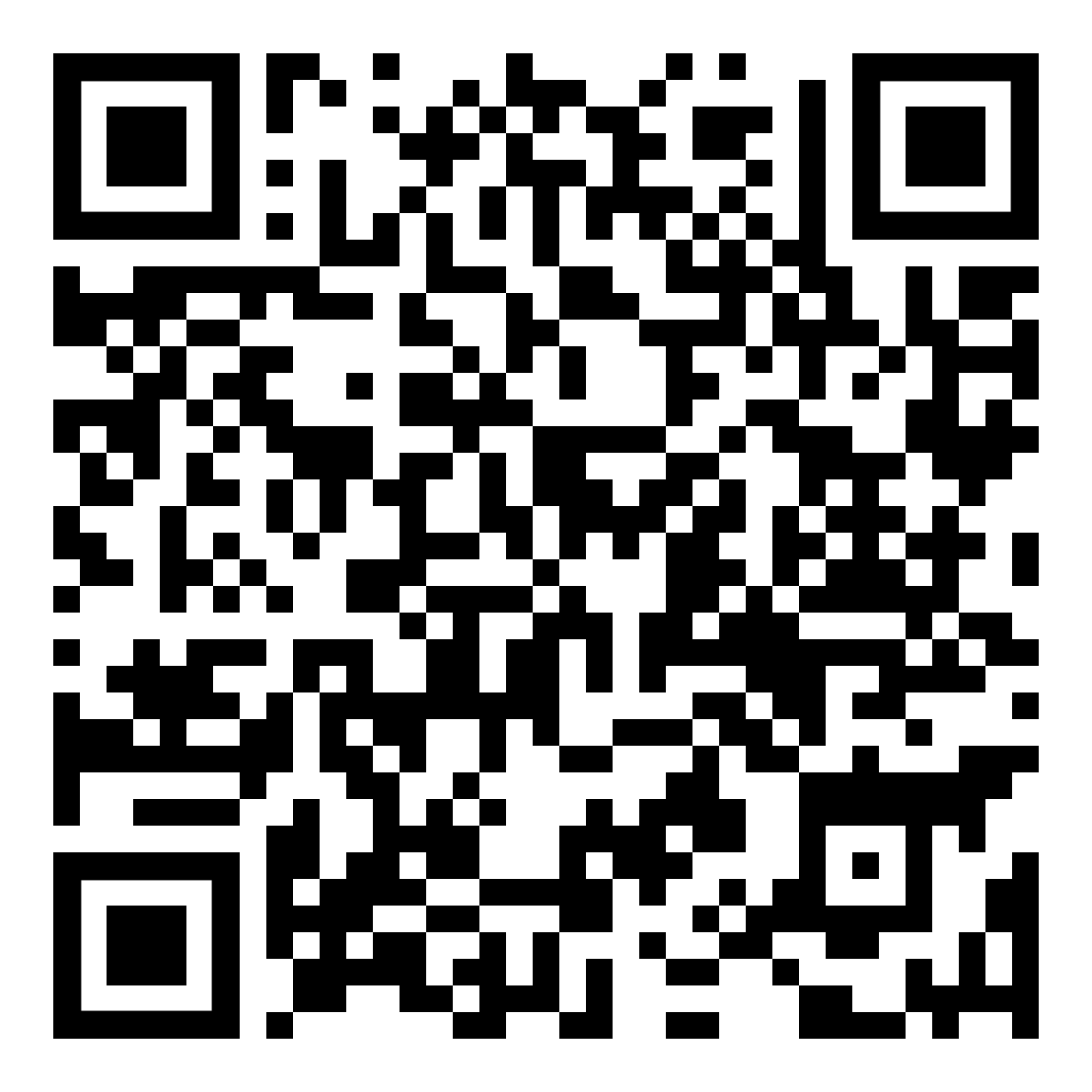 QR code with a complex pattern of black and white squares.