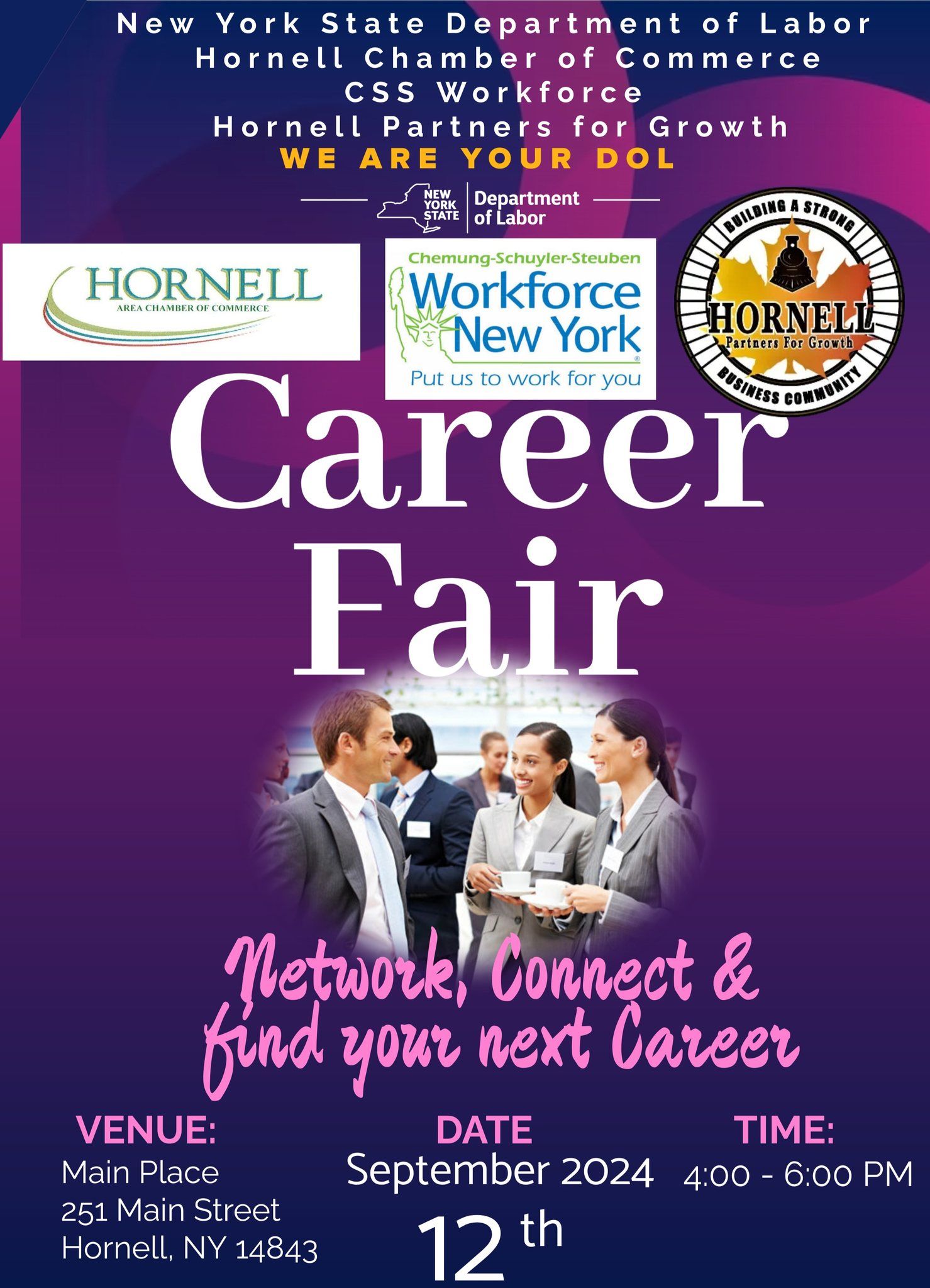 Hornell Organizations to Host Career Fair on September 12th at The Main Place