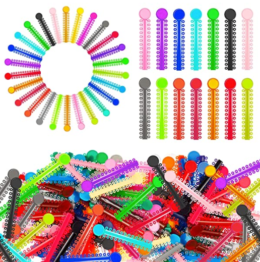 Image of multiple colors of rubber bands used with braces