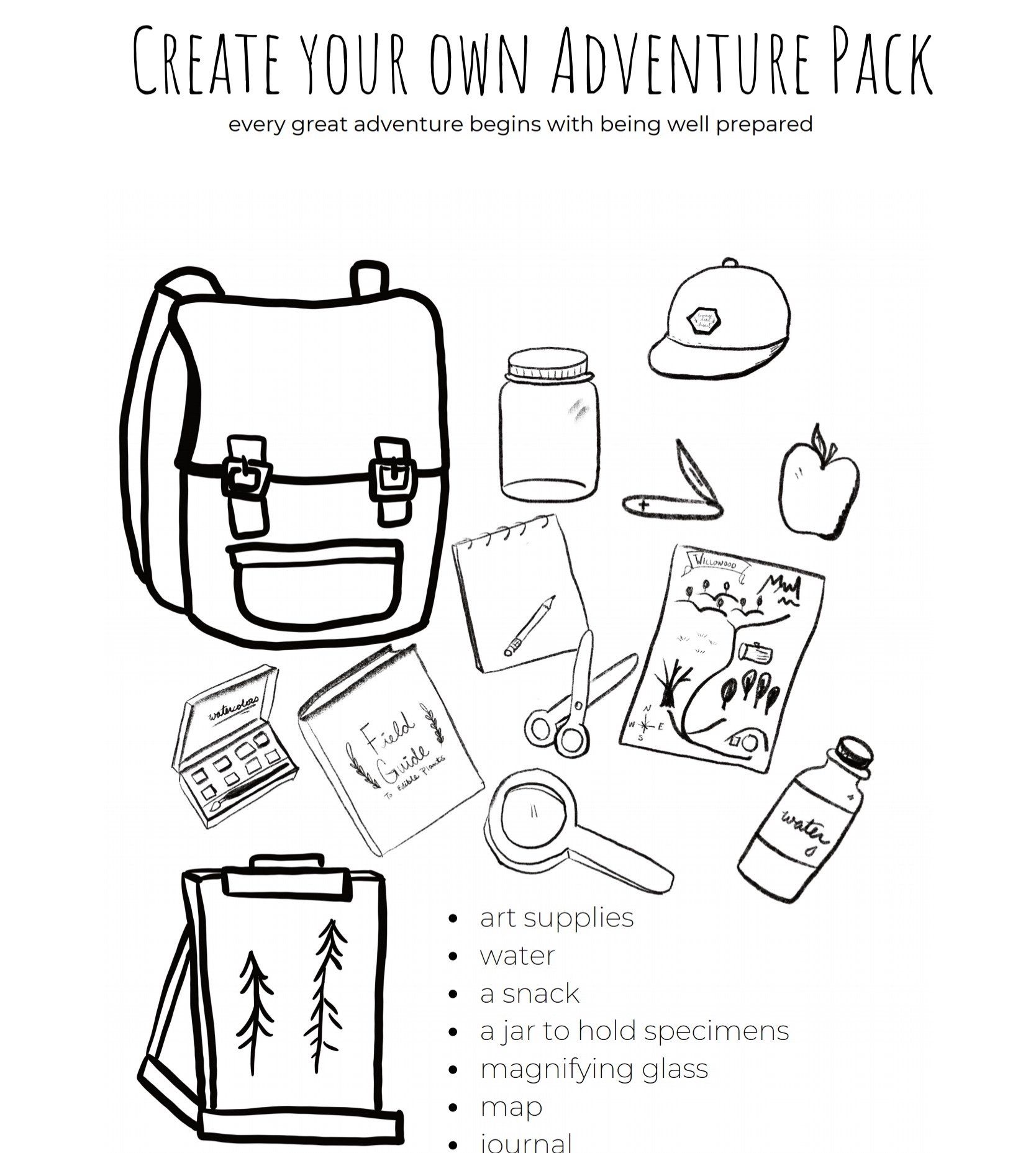 Printable Coloring Page Create Your Own Nature Adventure Pack