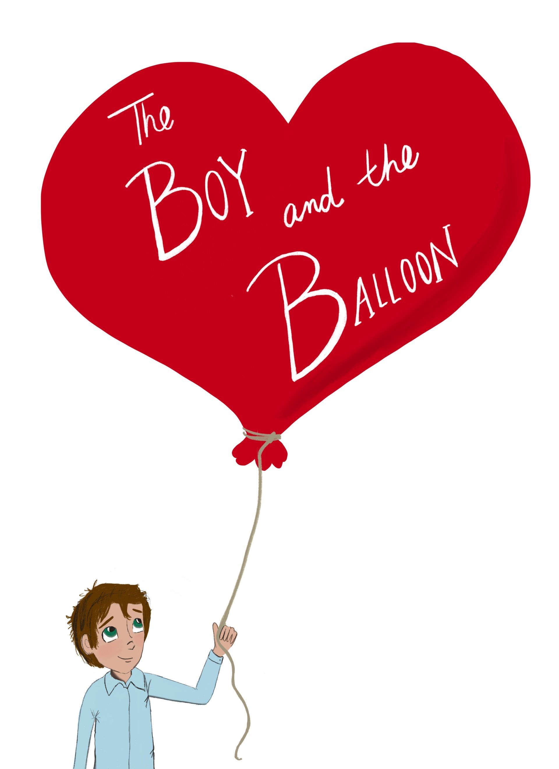 Boy and red heart balloon