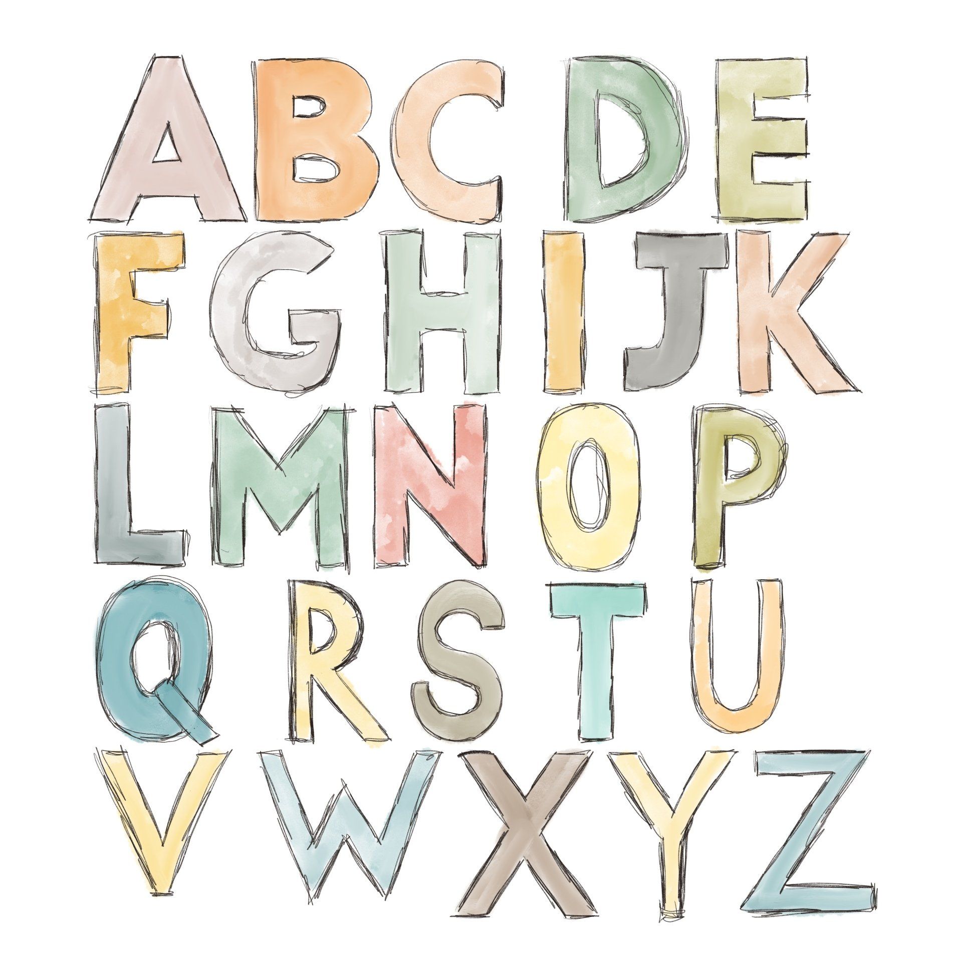 Multicolored alphabet