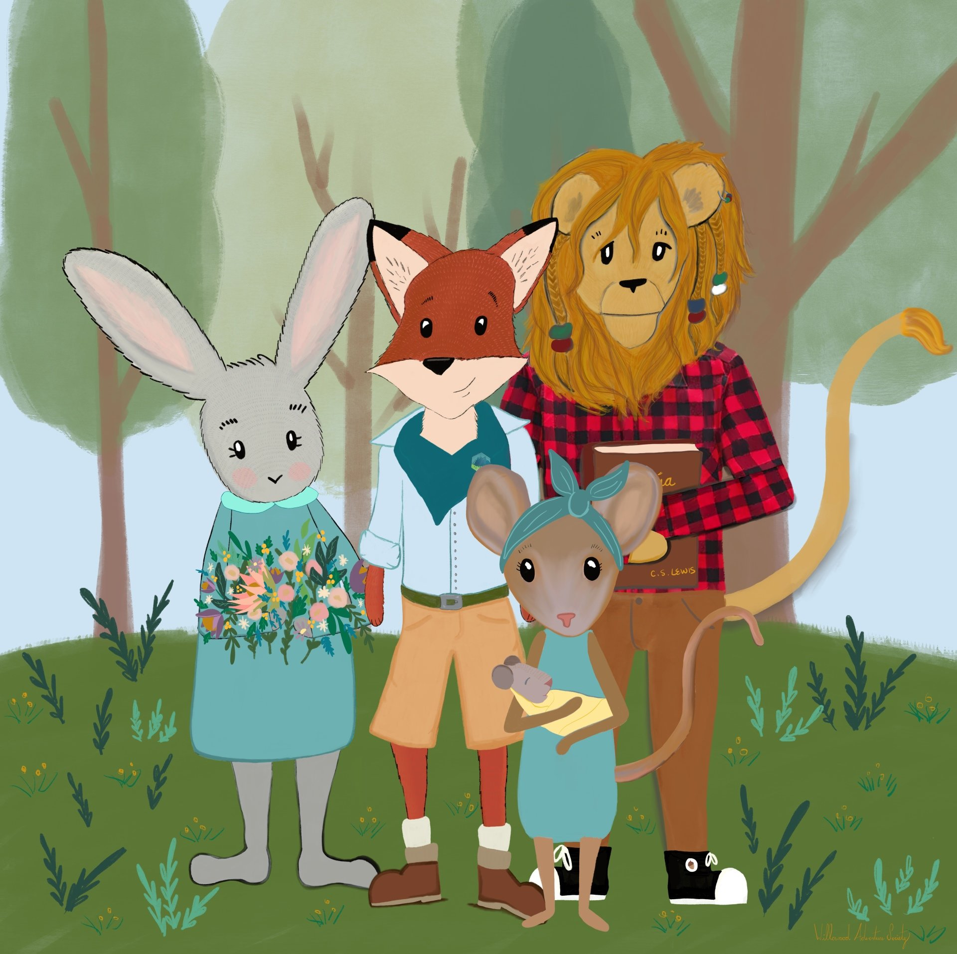 Willowood Adventure Society cute fox, bunny, and lion