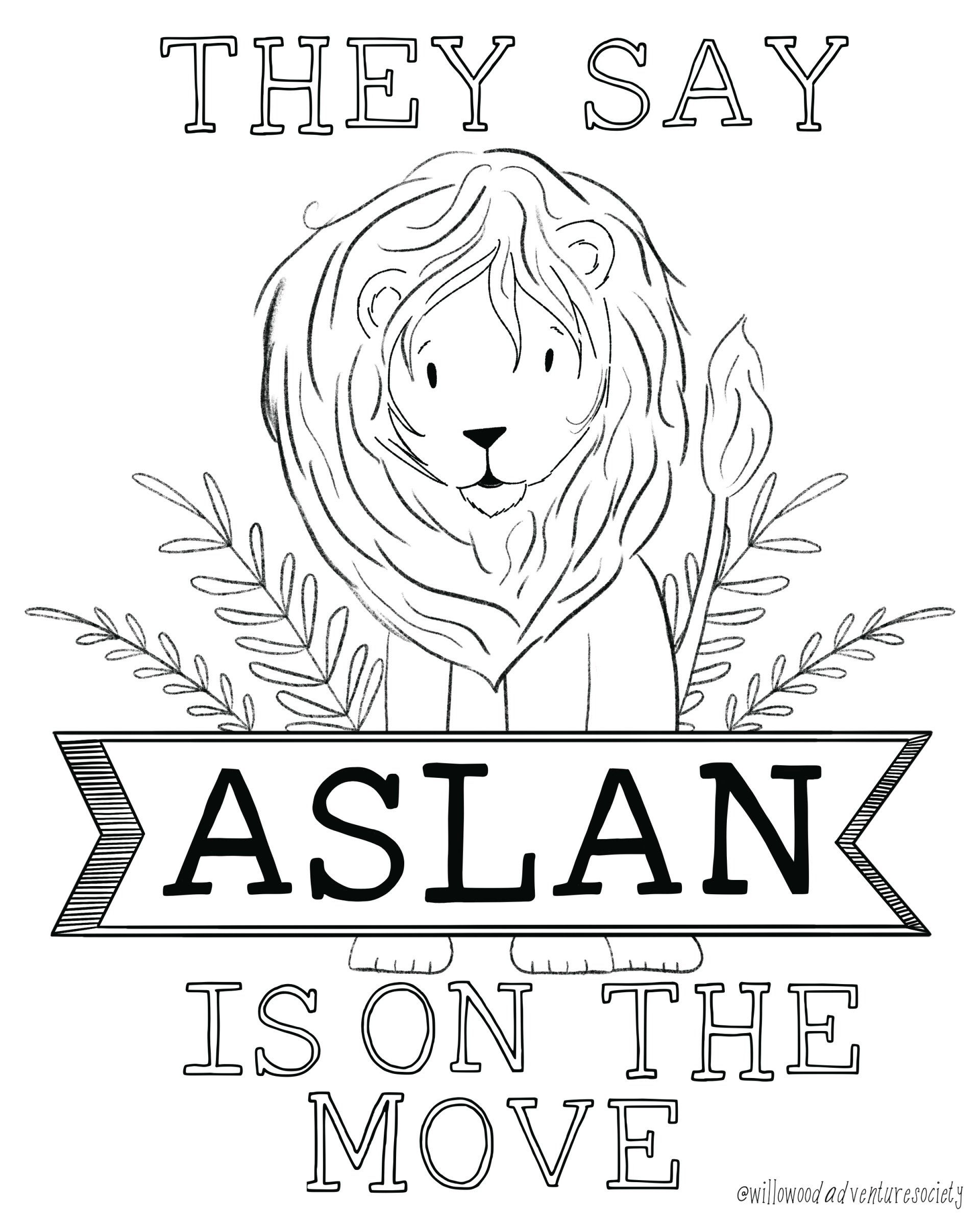 Aslan is on the move coloring page