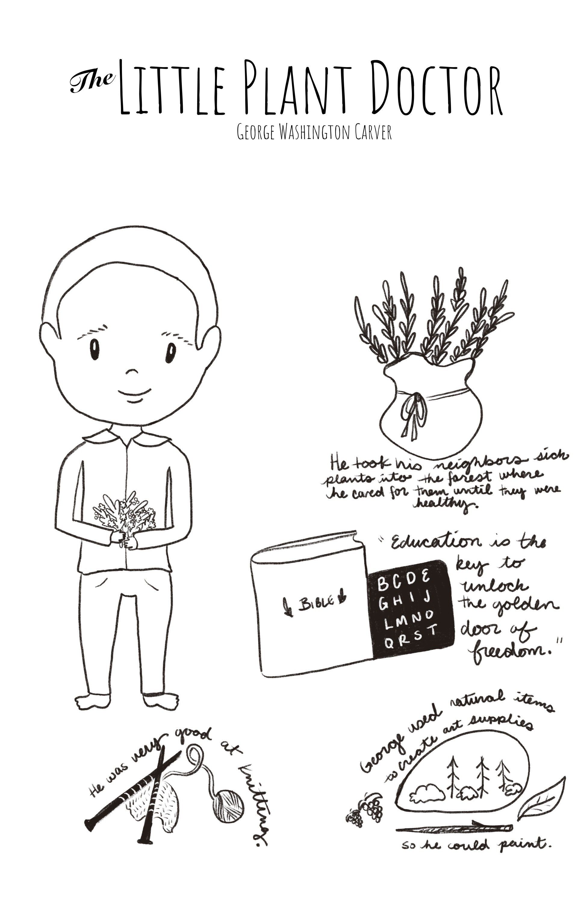 George Washington Carver as a boy, Coloring Page For Children
