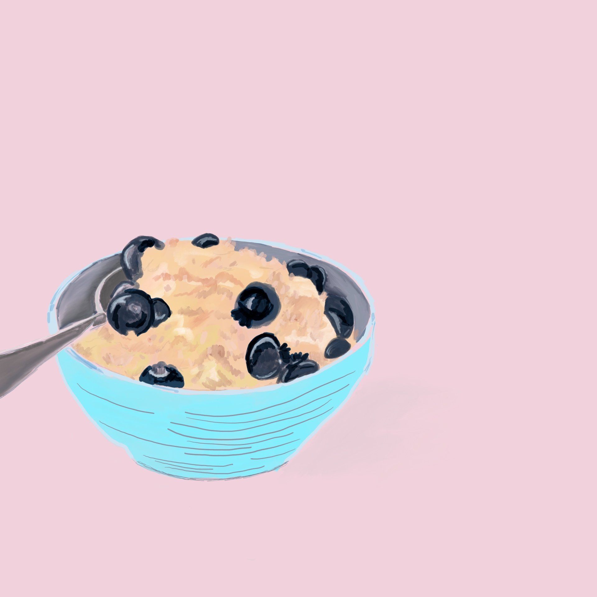 Cute Anthropologie style bowl full of blueberry oatmeal custom book Illustration