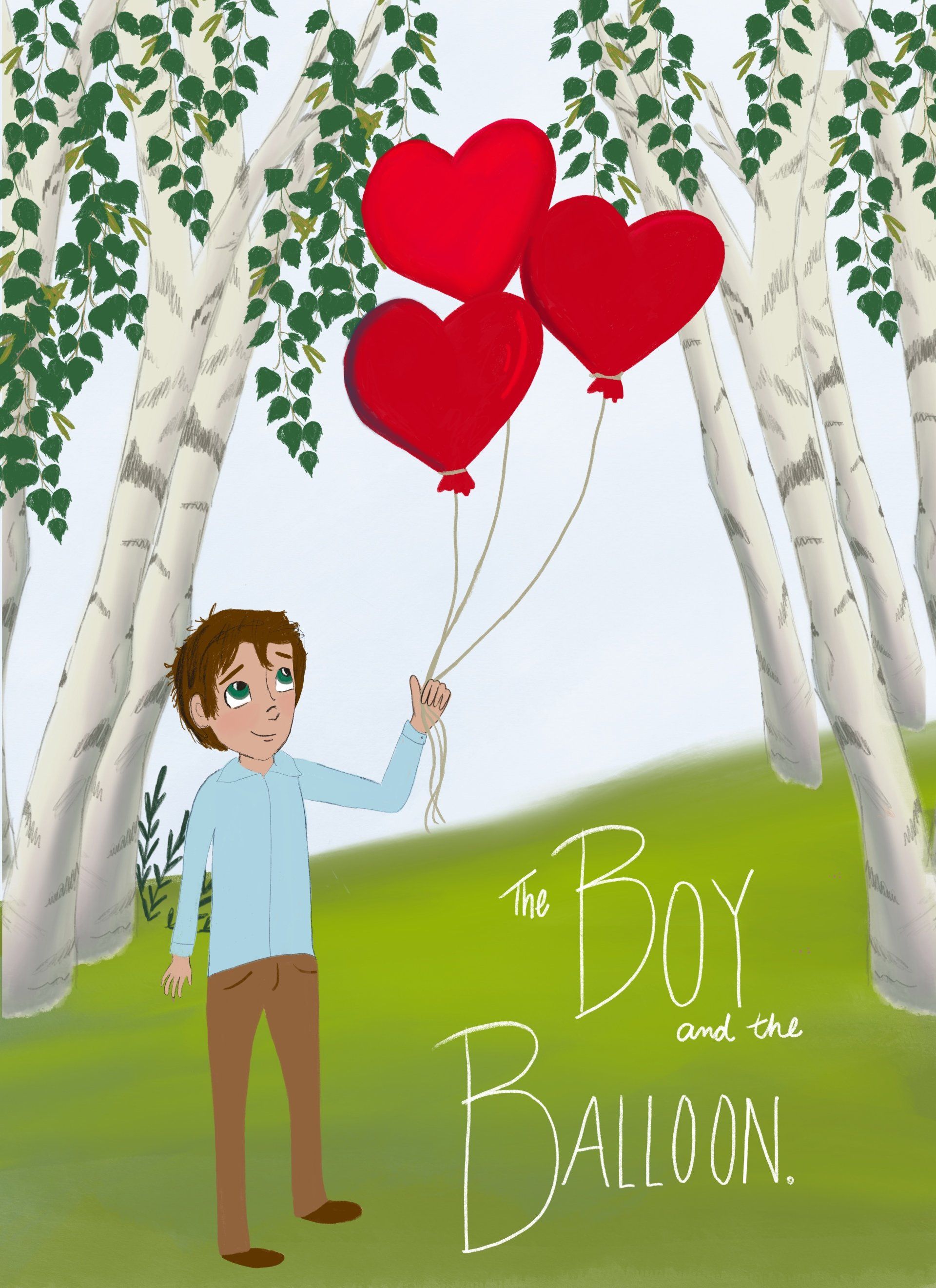 The boy and the balloon heart balloon