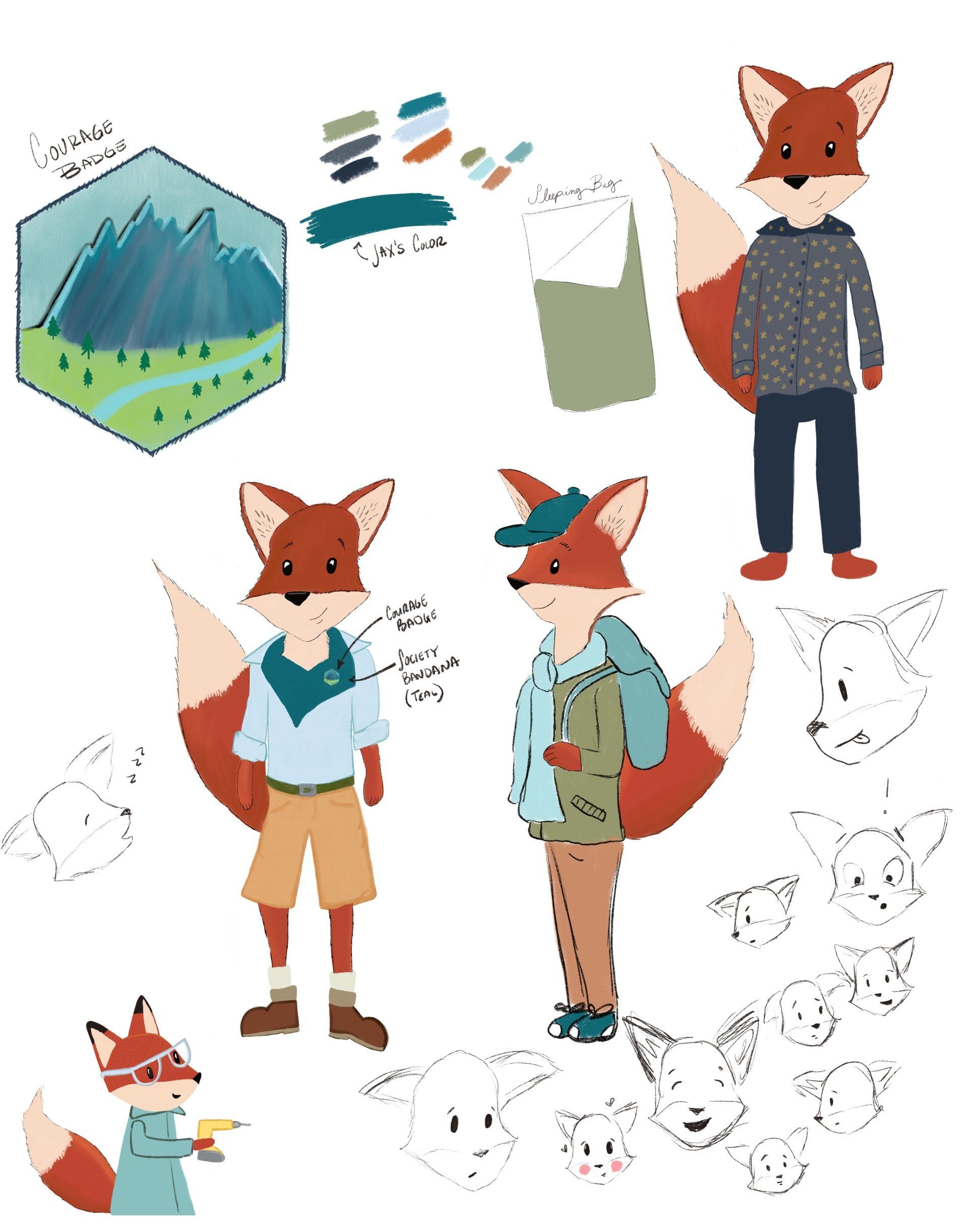 Character design, character concept art Jax the fox