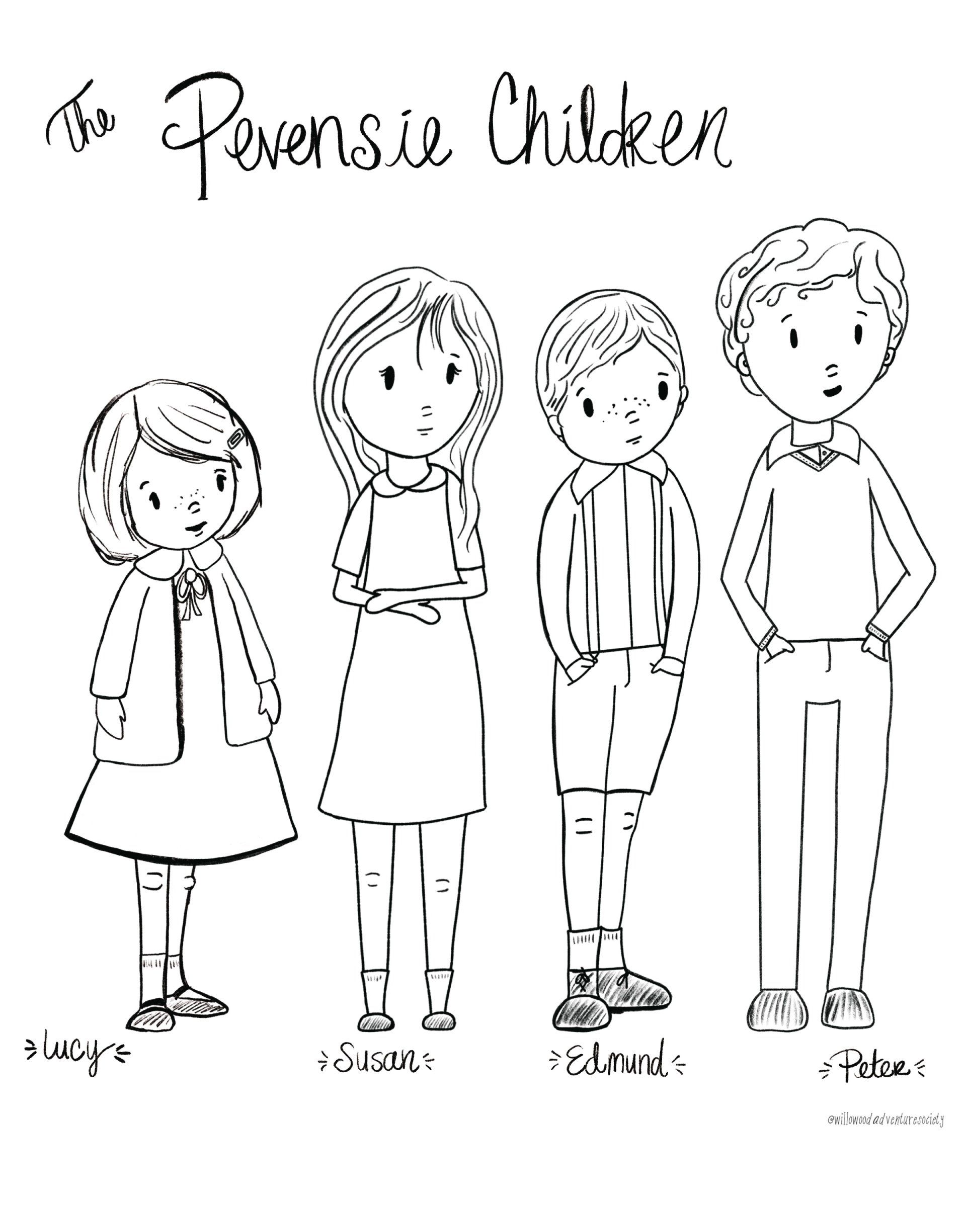 Pevensie Children Coloring Page Narnia The Lion The Witch And The Wardrobe Free