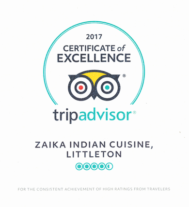 Zaika trip advisor certificate