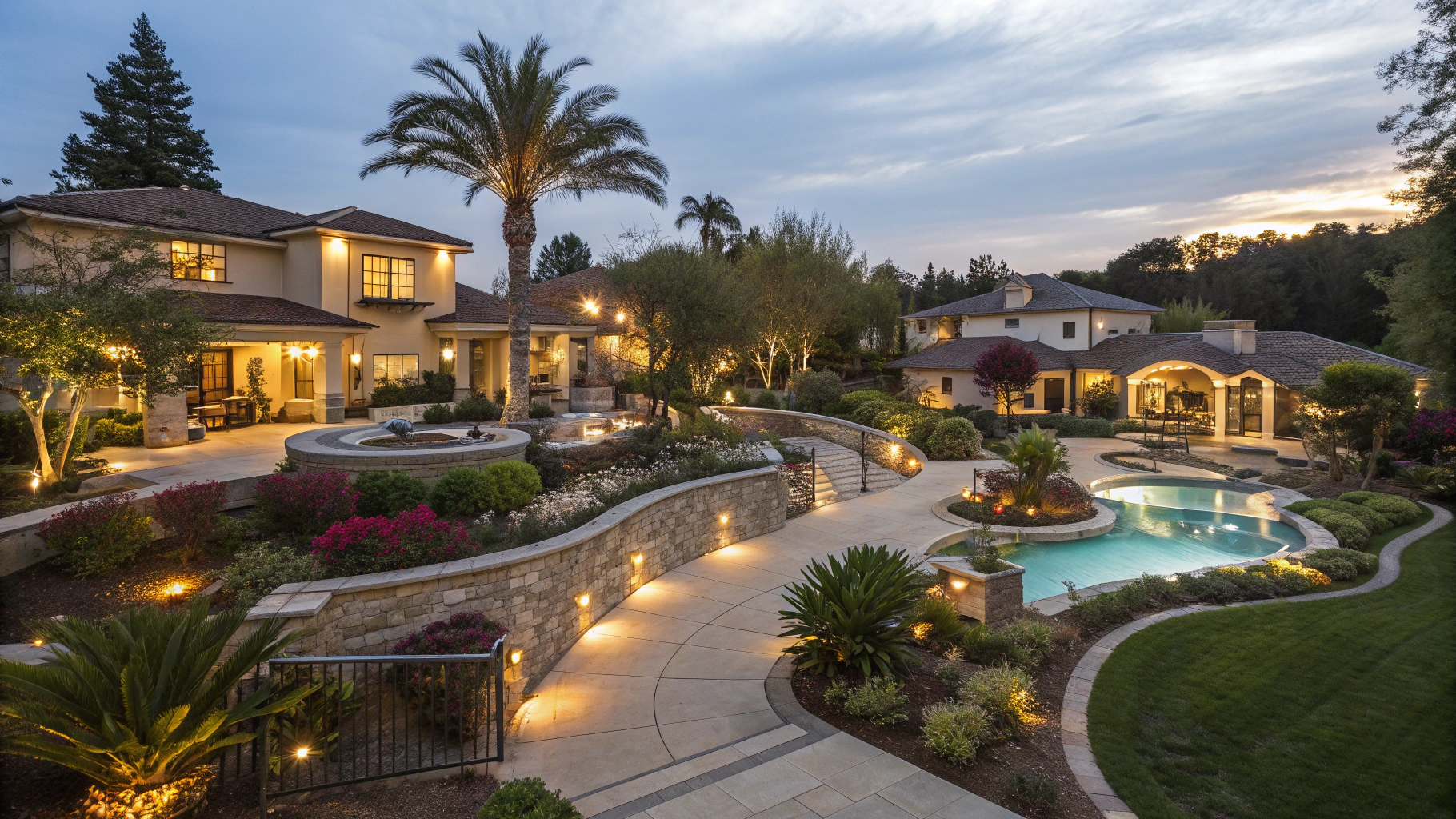 Building exterior under construction with red metal roof frame and white walls, door and windows.