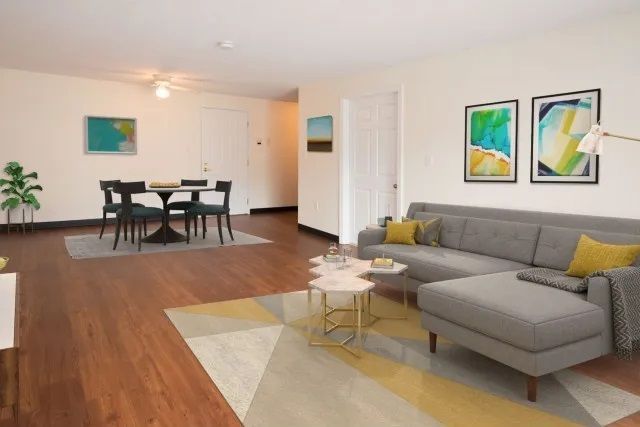 Living room and dining room at Penacook Place Apartments.
