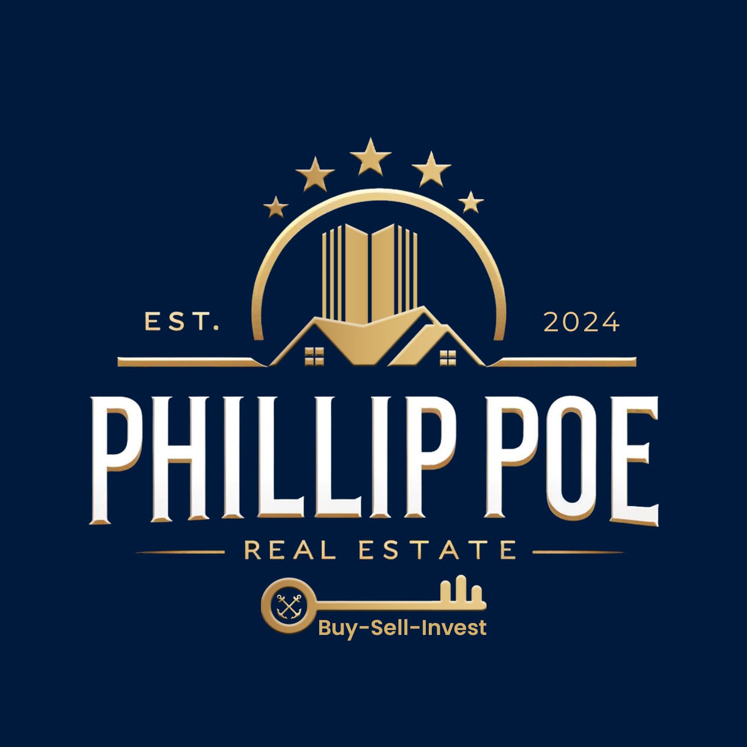 A logo for phillip poe real estate with a key