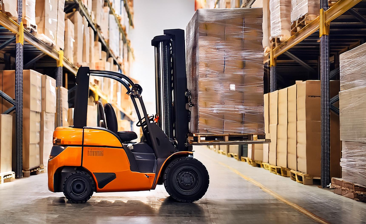 Forklift in a Warehouse