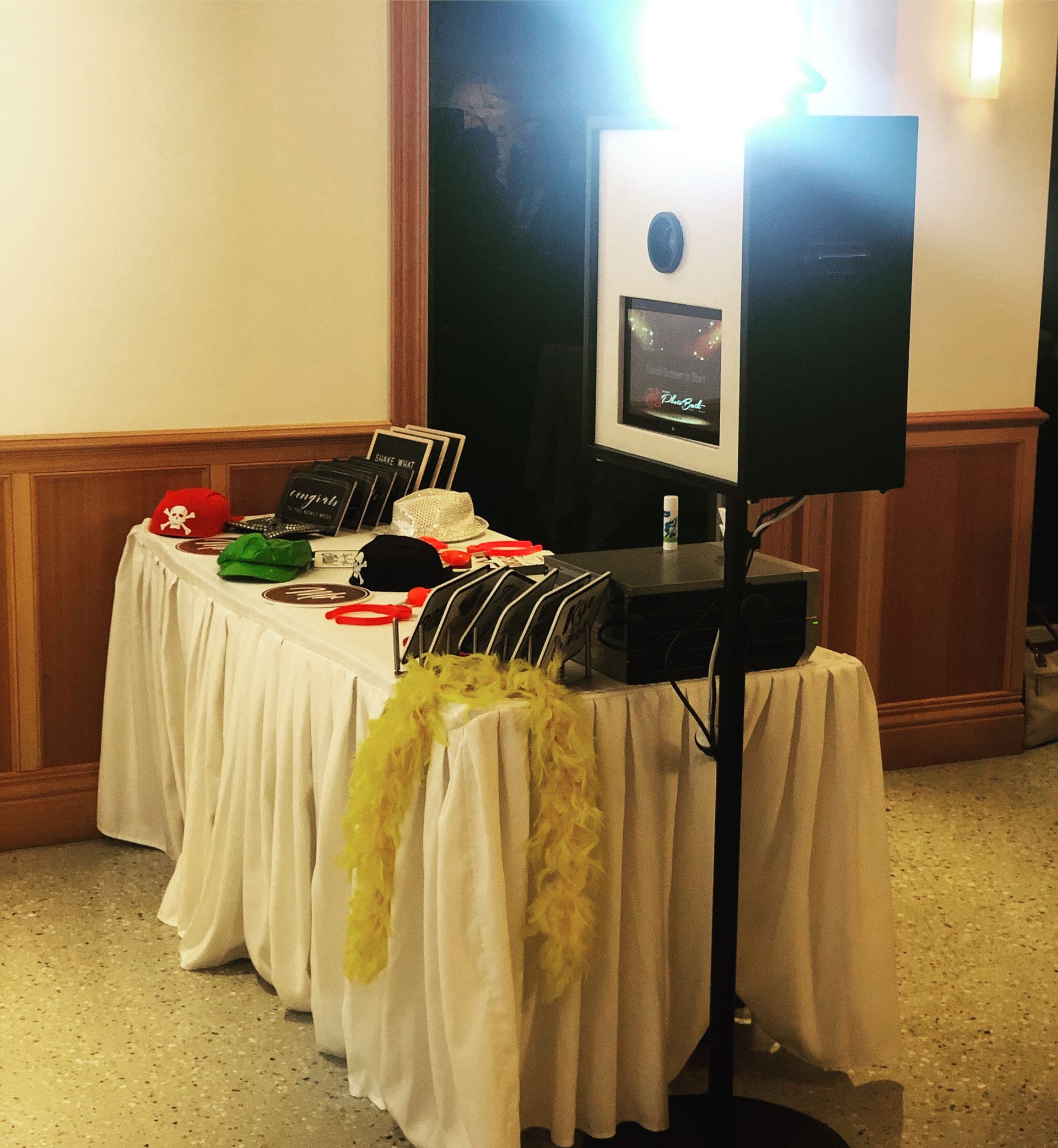 A photo booth is sitting on top of a table