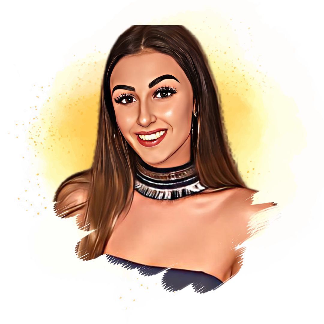 A portrait of a woman wearing a choker and smiling.