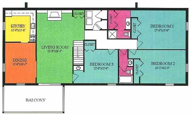 3 Bedroom 2 Bath apt