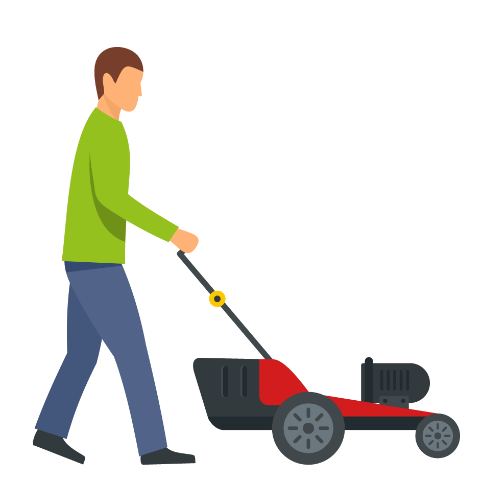Man pushing lawnmower