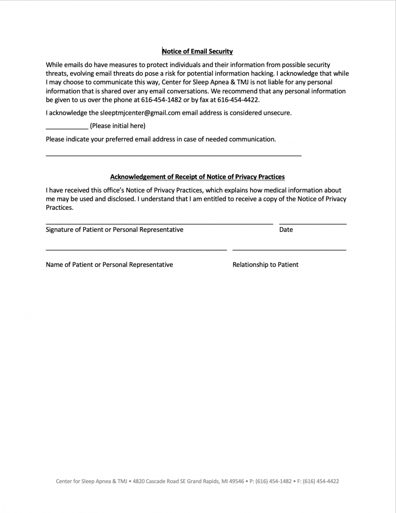 Privacy Practices Agreement Form