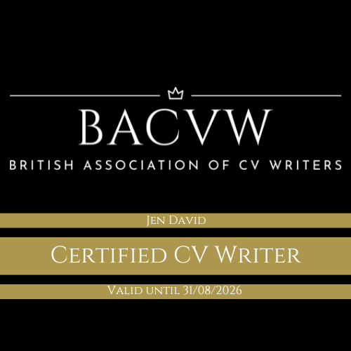 Logo for the British Association of CV writers, including a Certified Writer flash. 