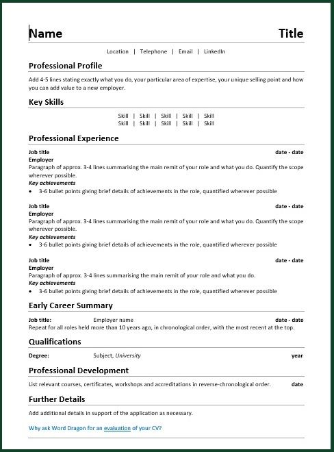 Free CV template