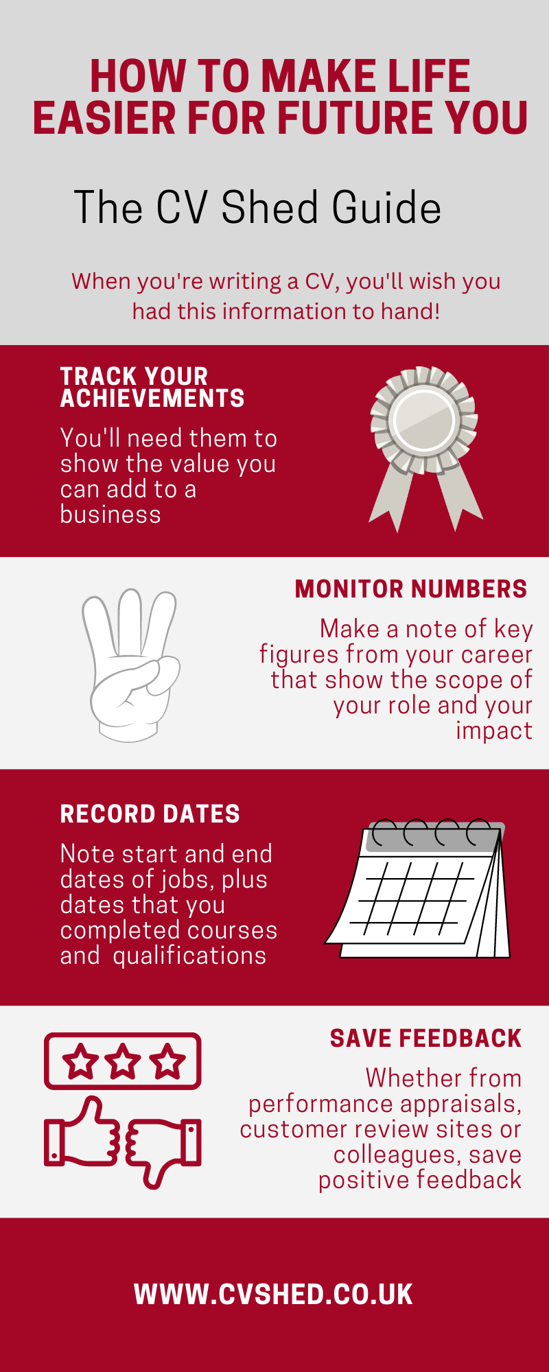 Infographic - track achievements, monitor numbers, record dates, save feedback