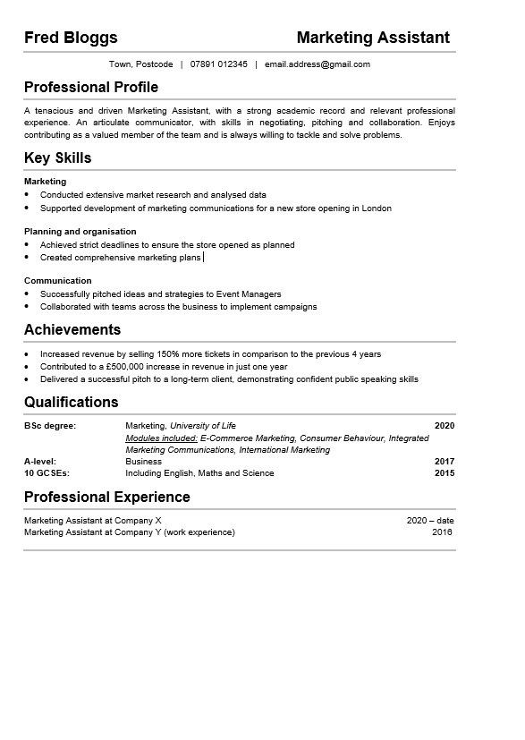 Example of a skills-based CV
